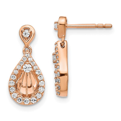 14K Rose Gold Diamond Teardrop Dangle Post Earrings