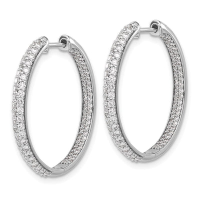 14K White Gold Diamond In/Out Hinged Hoop Earrings, 26 x 27mm