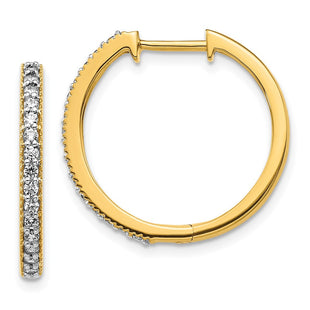 14k Yellow Gold Diamond Milgrain Hinged Hoop Earrings (Style EM4273-036-YA)