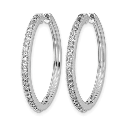 14K White Gold Diamond Milgrain Hinged Hoop Earrings, 29 x 29mm