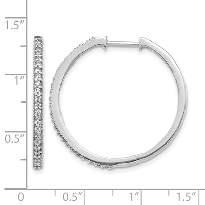 14K White Gold Diamond Milgrain Hinged Hoop Earrings, 29 x 29mm