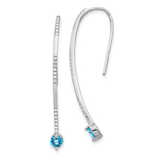 14k White Gold Diamond and Blue Topaz Earrings (Style EM4314-BT-020-WA)