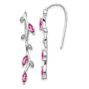 14k White Gold Diamond and Pink Sapphire Earrings (Style EM4315-PS-003-WA)