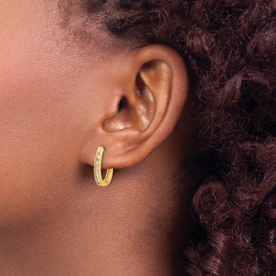 14K Diamond Oval Hinged Hoop Earrings