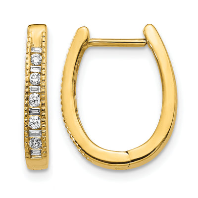 14K Diamond Oval Hinged Hoop Earrings