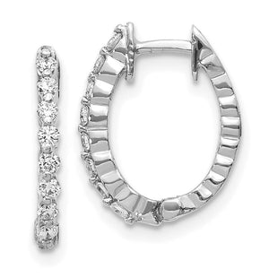 14k White Gold AA Diamond Hinged Hoop Earrings (Style EM5408-025-WA)