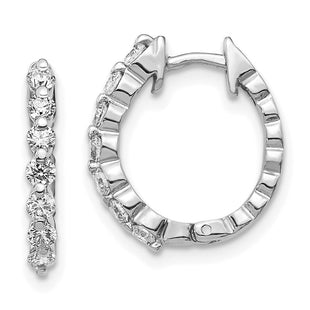 14k White Gold AA Diamond Hinged Hoop Earrings (Style EM5409-050-WA)