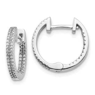 14k White Gold In/Out Diamond Hinged Hoop Earrings (Style EM5428-020-WA)