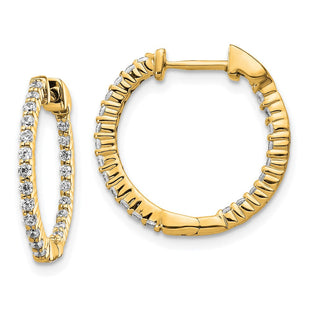 14k Gold Polished Diamond In/Out Hinged Hoop Earrings (Style EM5430-050-YA)