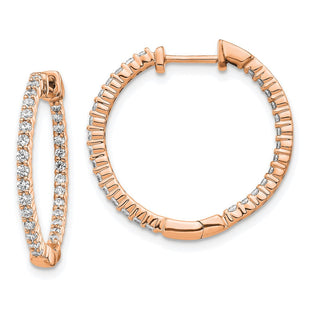 14k Rose Gold Polished Diamond In/Out Hinged Hoop Earrings (Style EM5431-062-RA)