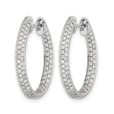 14K White Gold Diamond In/Out Hinged Hoop Earrings, 22 x 18mm