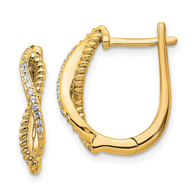 14K Diamond and Twisted Rope Hinged Post Earrings