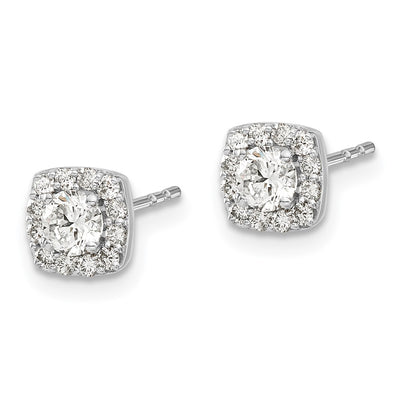 14K White Gold Square Cluster Diamond Earrings