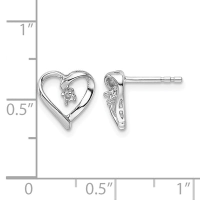 14K White Gold Fancy Diamond Heart Earring Mountings, 10 x 10mm