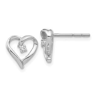 14k White Gold AA Diamond Heart Earrings (Style EM5522-005-WA)
