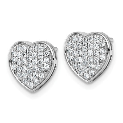 14K White Gold 1/2 carat Diamond Heart Post Earrings