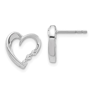 14k White Gold Diamond Heart Post Earrings (Style EM5528-013-WA)