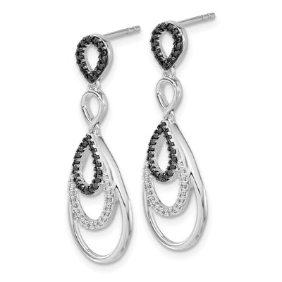 14K White Gold Black and White Diamond Post Earrings