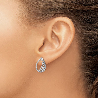 14K White Gold Polished Teardrop Post Earrings