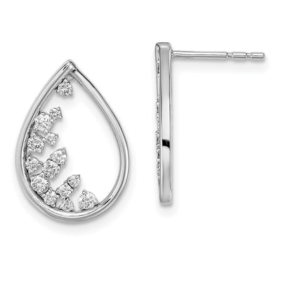 14K White Gold Polished Teardrop Post Earrings