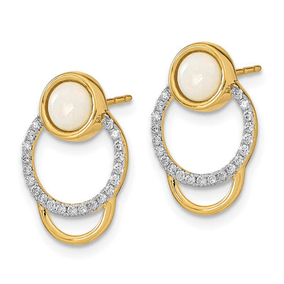 14K Polished Diamond & Opal Circle Post Earrings