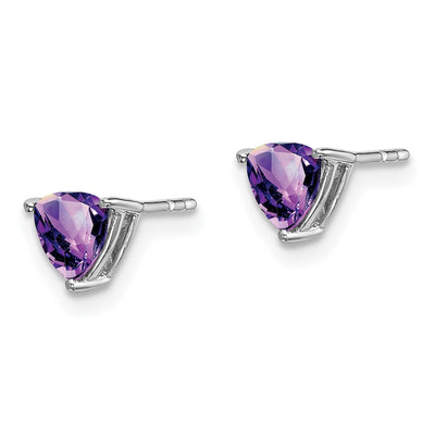 14K White Gold Trillion Amethyst Earrings, 6.25 x 6.25mm