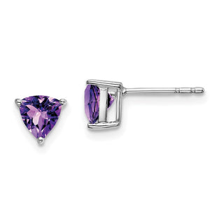 14k White Gold Trillion Amethyst Earrings (Style EM7100)