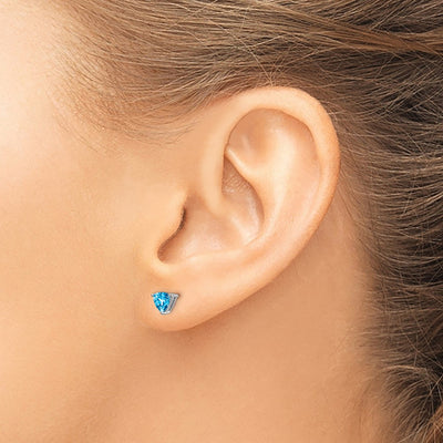 14K White Gold Trillion Blue Topaz Earrings, 6.25 x 6.25mm