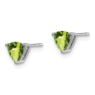 14K White Gold Trillion Peridot Earrings, 6.25 x 6.25mm