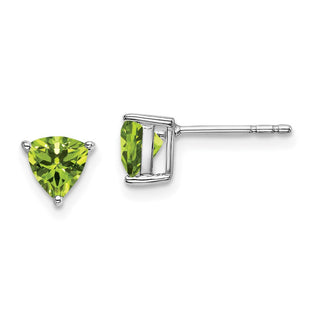 14k White Gold Trillion Peridot Earrings (Style EM7100)