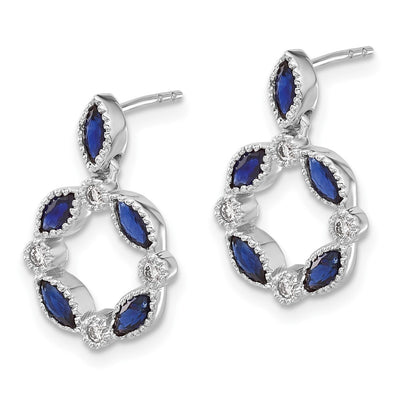 14K White Gold Sapphire and Diamond Dangle Earrings