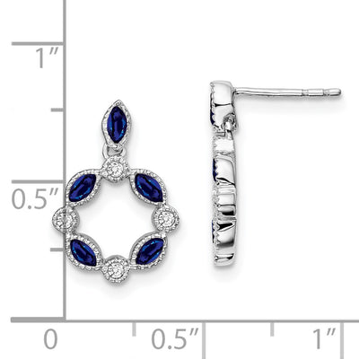 14K White Gold Sapphire and Diamond Dangle Earrings