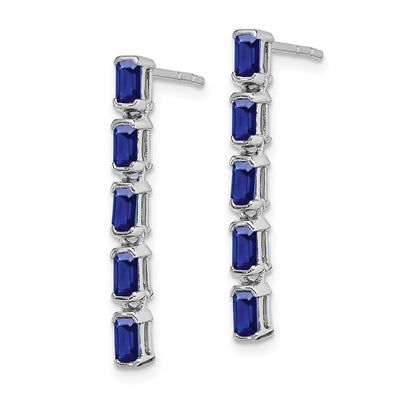 14K White Gold Sapphire 5-stone Dangle Earrings