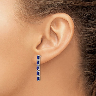 14K White Gold Sapphire 5-stone Dangle Earrings