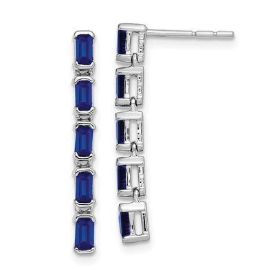 14K White Gold Sapphire 5-stone Dangle Earrings