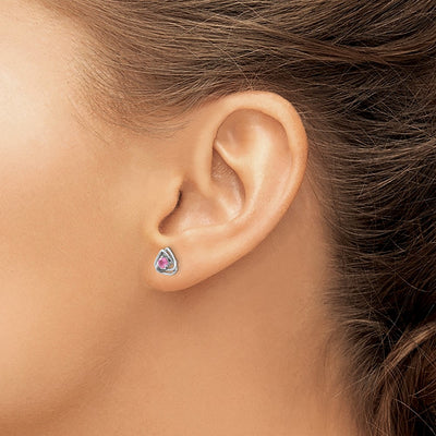 14K White Gold Pink Tourmaline Post Earrings