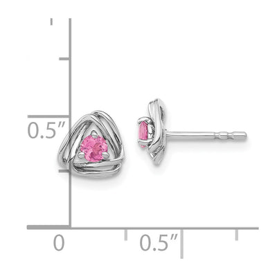14K White Gold Pink Tourmaline Post Earrings