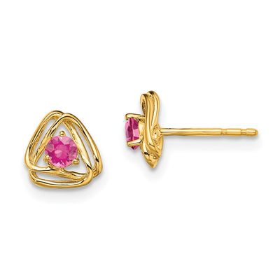 14K Pink Tourmaline Post Earrings
