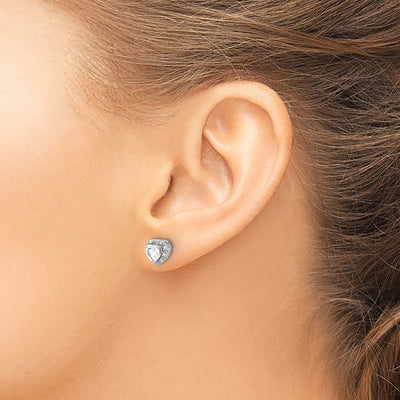 Sterling Silver Rhodium-plated White Topaz and Diamond Earrings, 7.5 x 7.2mm