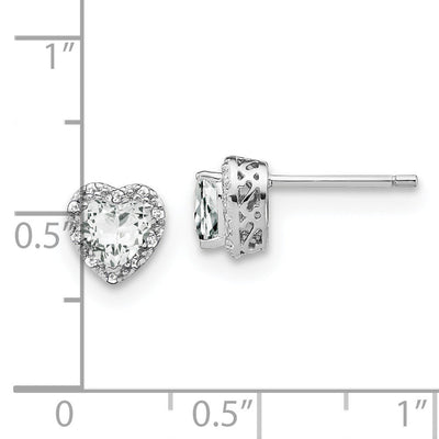 Sterling Silver Rhodium-plated White Topaz and Diamond Earrings, 7.5 x 7.2mm