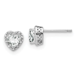 Sterling Silver Rhodium-plated White Topaz and Diamond Earrings (Style EM7400-WT-010-SSA)