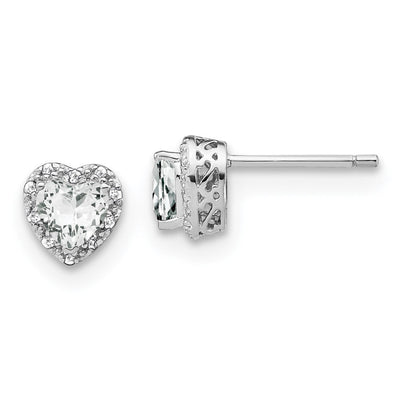 Sterling Silver Rhodium-plated White Topaz and Diamond Earrings, 7.5 x 7.2mm