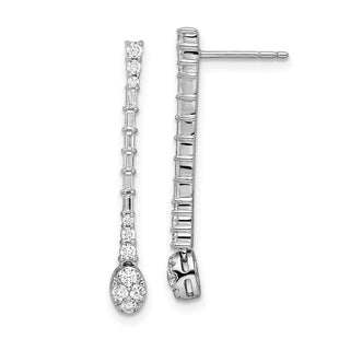 14k White Gold Polished Diamond Drop Post Earrings (Style EM8383-050-WA)