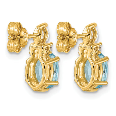 14K Polished Diamond and Blue Topaz Twisted Post Earrings