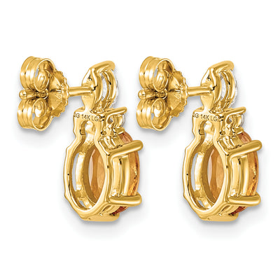 14K Polished Diamond and Citrine Twisted Post Earrings
