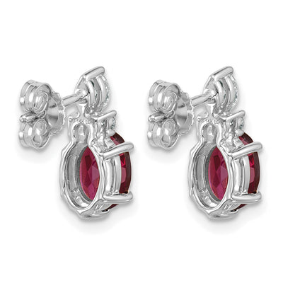 14K White Gold Polished Diamond and Rhodolite Garnet Twisted Post Earrings