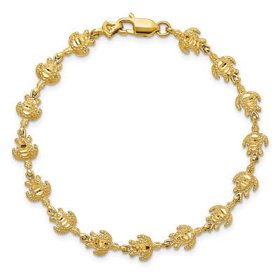 14K Polished and Textured Turtle Bracelet