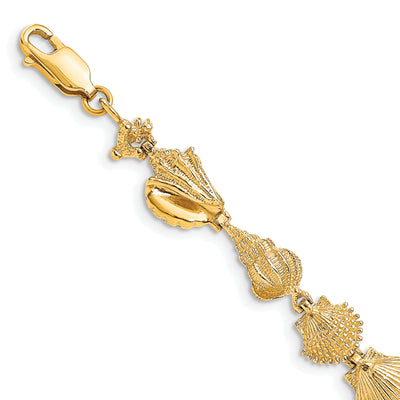 14K Polished Assorted Sea Shells