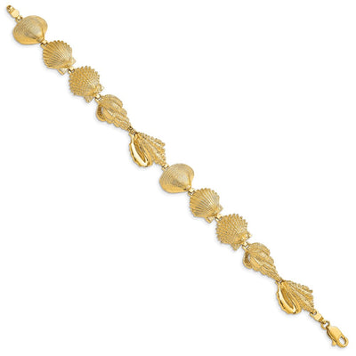14K Polished Assorted Sea Shells Bracelet