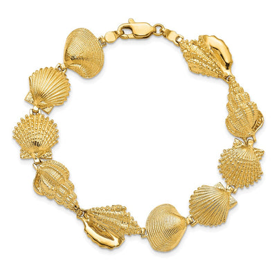 14K Polished Assorted Sea Shells Bracelet